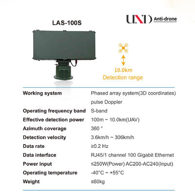 Low Altitude S Band Radar Phased Array UAV Radar Systems With 10.2km Range