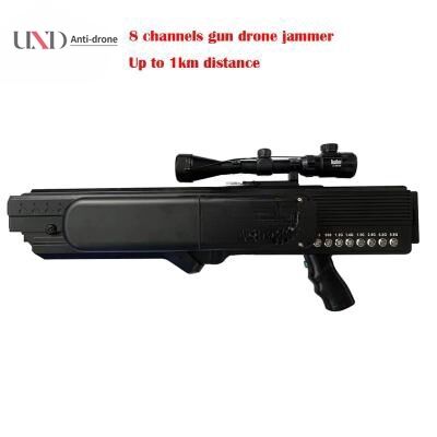 8 Channels Anti Drone Jammer with 1km Range and Built-in Battery for UAV Signal Blocking