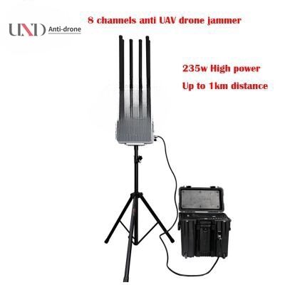1-3km Distance Waterproof Outdoor Drone Signal Jammer with 6-8 Channels and 30W per Band
