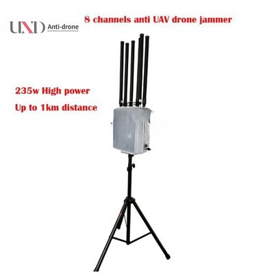 1-3km Distance Waterproof Outdoor Drone Signal Jammer with 6-8 Channels and 30W per Band