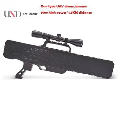 Handheld 2KM Distance Anti Drone Gun Jammer with 90W Power and 2.4G 5.8G GPS Blocking