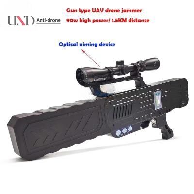 Handheld 2KM Distance Anti Drone Gun Jammer with 90W Power and 2.4G 5.8G GPS Blocking