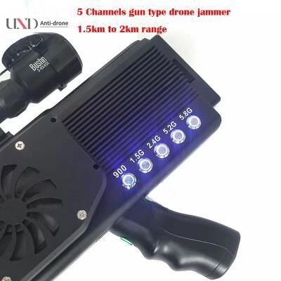1500 Meters Range 5 Channels Built-In Battery UAV Jammer Drone Signal Jammer Anti-Drone Device