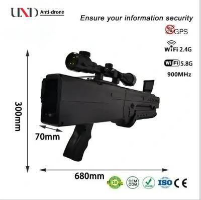 Portable Handheld Drone Jammer with 1.2km Range for 900MHz GPSL1, WIFI 2.4G, and 5.8G Bands Anti UAV System