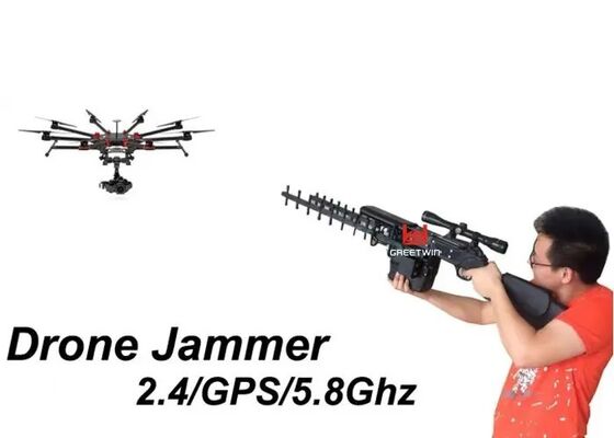 2KM Long Distance Drone Signal Jammer with Digital Gaussian White Noise Technology for Glonass 2.4G 5.8G GPS UAV Jammer