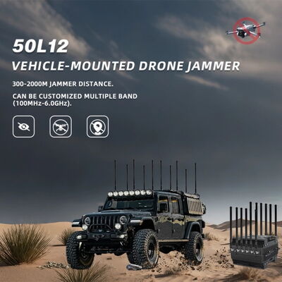 590W High Power 12 Band Frequency UAV Jammer with 0.5-1KM Range Anti Drone System