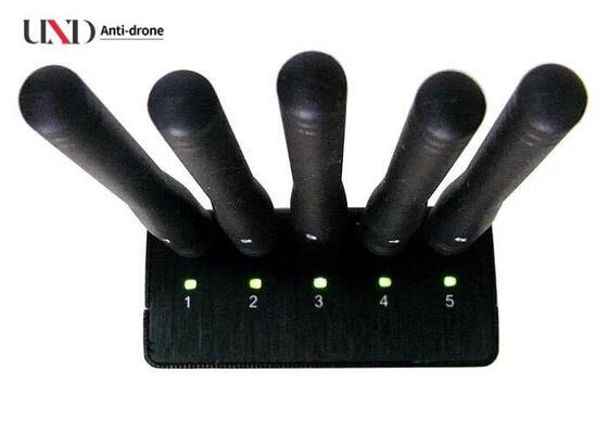 Portable Signal Jammer with 5 Bands Coverage Rechargeable Battery and Cooling Fan for Cell Phone Scrambling