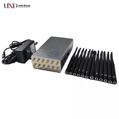 Portable Signal Jammer with 12 Antennas 8.4W Output Power and 20m Jamming Range for Cell Phone Blocking