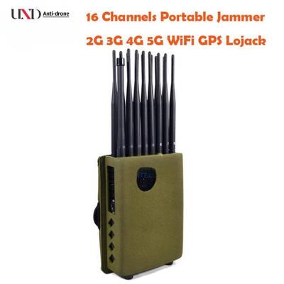 16W Mobile Phone Signal Jammer 20m Range WiFi GPS Jammer With 12000mAh Battery