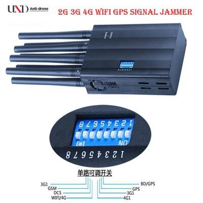 Portable Signal Jammer with 8 Channels 4000mAH Battery and 20m Range for Mobile Phone GPS WiFi Blocking
