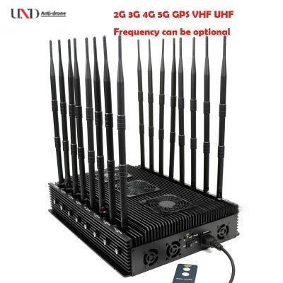 Adjustable 110W Power GPS Signal Jammer with 16 Antennas for Indoor Desktop Use