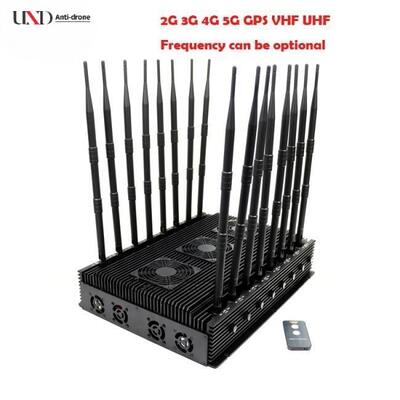 Adjustable 110W Power GPS Signal Jammer with 16 Antennas for Indoor Desktop Use