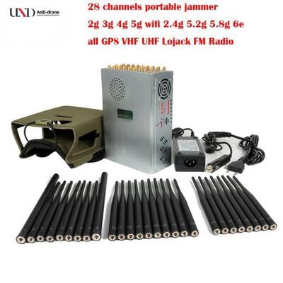 Portable Mobile Phone Signal Jammer with 28W Power 27 Antennas and 25m Range for Wifi GPS FM Radio Blocking
