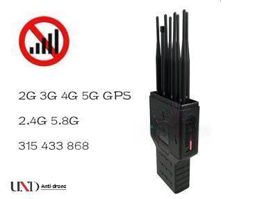 16W High Power Portable Mobile Phone Signal Jammer with 8 Antennas and Built-In Battery for GPS WiFi 2G 3G 4G Blocking