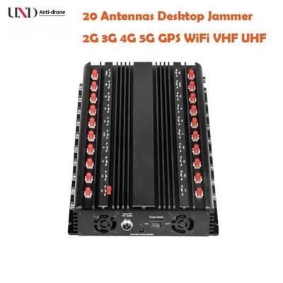 20 Channels Mobile Phone Signal Jammer with 60 Meters Range and 5 Cooling Fans for Secure Areas
