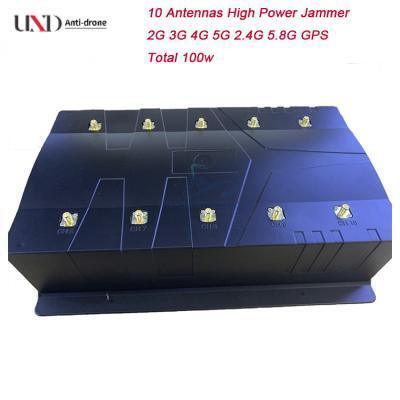 100W High Power Mobile Phone Signal Jammer with 10 Antennas for 80m Range Wireless Signal Blocking