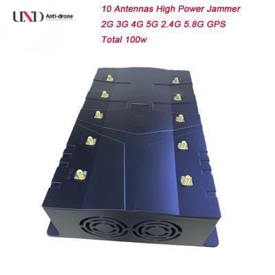 100W High Power Mobile Phone Signal Jammer with 10 Antennas for 80m Range Wireless Signal Blocking