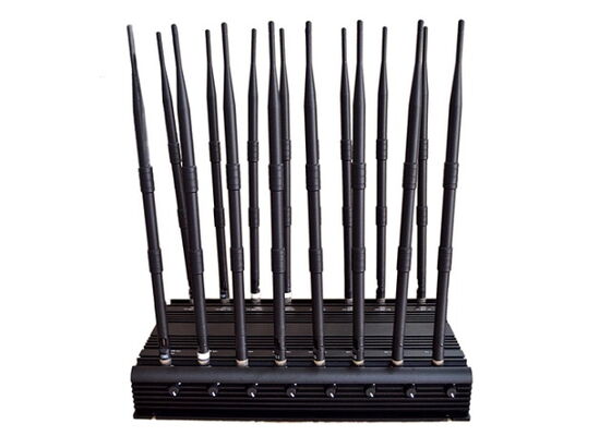 Powerful 16 Antennas Signal Jammer with 108W Output Power and 20-80m Jamming Radius for Full Bands Blocking