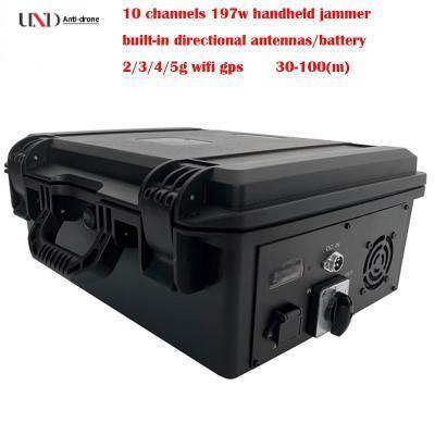 10 Bands 197W High Power Mobile Phone Signal Jammer with 100m Range and Built-In Battery