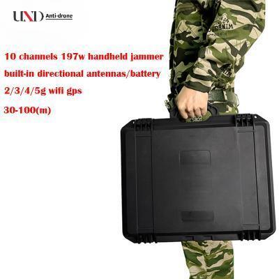 10 Bands 197W High Power Mobile Phone Signal Jammer with 100m Range and Built-In Battery