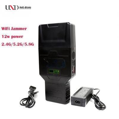 Handheld Mobile Phone Signal Jammer with 2.4G 5.2G 5.8G Bands 50m Range and 12W Power