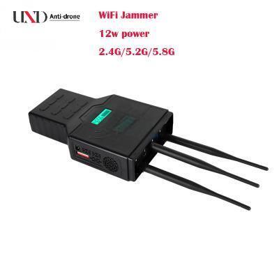 Handheld Mobile Phone Signal Jammer with 2.4G 5.2G 5.8G Bands 50m Range and 12W Power