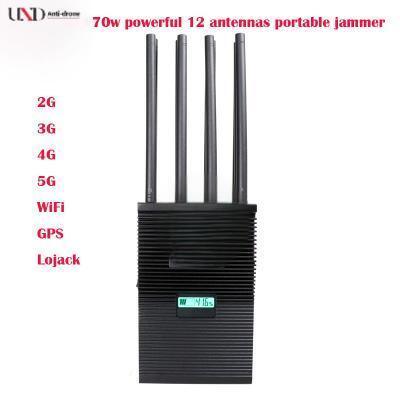Handheld Mobile Phone Signal Jammer with 70 Watts Power 60m Radius and 12 Bands Blocking All Signals