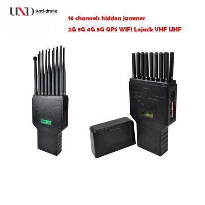 16 Bands 16W Power Handheld Mobile Phone Signal Jammer with 20m Range and Hidden Antennas
