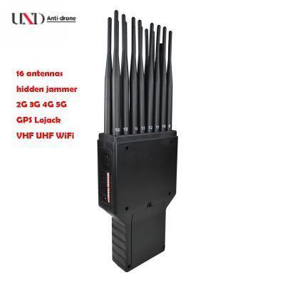 16 Bands 16W Power Handheld Mobile Phone Signal Jammer with 20m Range and Hidden Antennas
