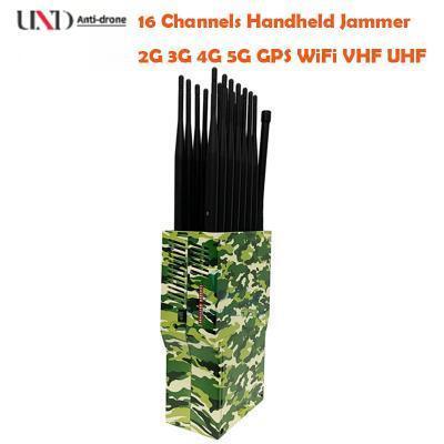 21W Power 30m Range GPS WiFi Jammer with 16 Antennas Portable Signal Jammer for GSM CDMA DCS 3G 4G 5G