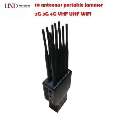 10 Channels Portable Signal Jammer with 4500mAh Battery and 20m Radius for GSM DCS CDMA 3G 4G WiFi