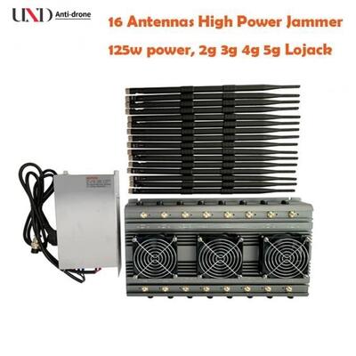 16 Channels 125W High Power Portable Signal Jammer with Infrared Remote Control for Prison Cell Phone Blocking