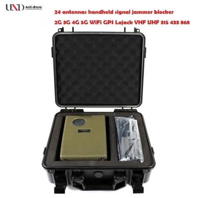 24W High Power WiFi Signal Jammer with 24 Channels and Built-in Battery for 2G 3G 4G 5G LTE GPS Lojack