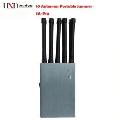 Handheld Wifi Signal Jammer with 10 Bands 10W Power and 30m Range for 5G 4G 3G 2.4G GPS Blocking